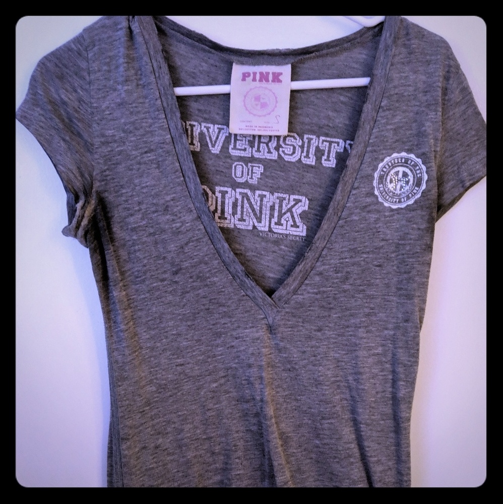 Pink collection Grey shirt with deep V cut